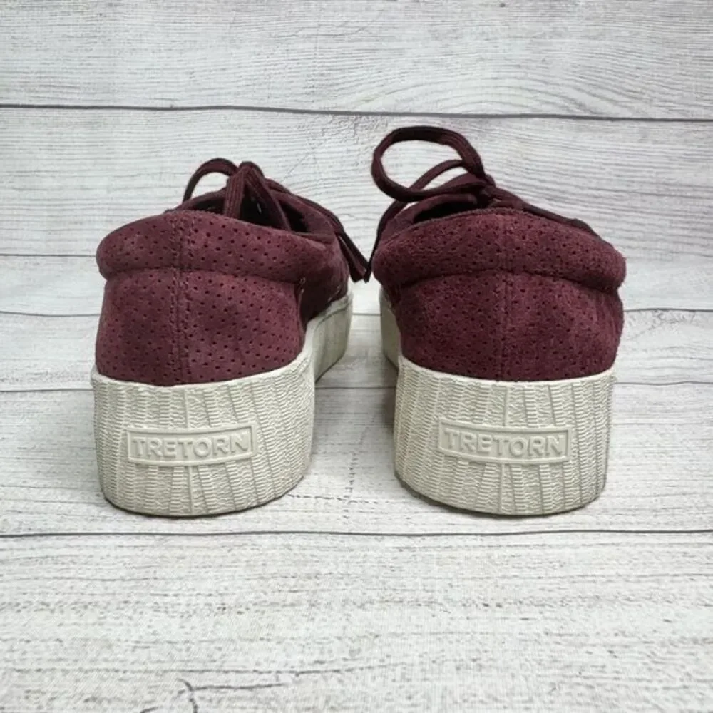 Tretorn Platform Sneakers Suede Burgundy Casual Shoes Women's Size‎ 5.5